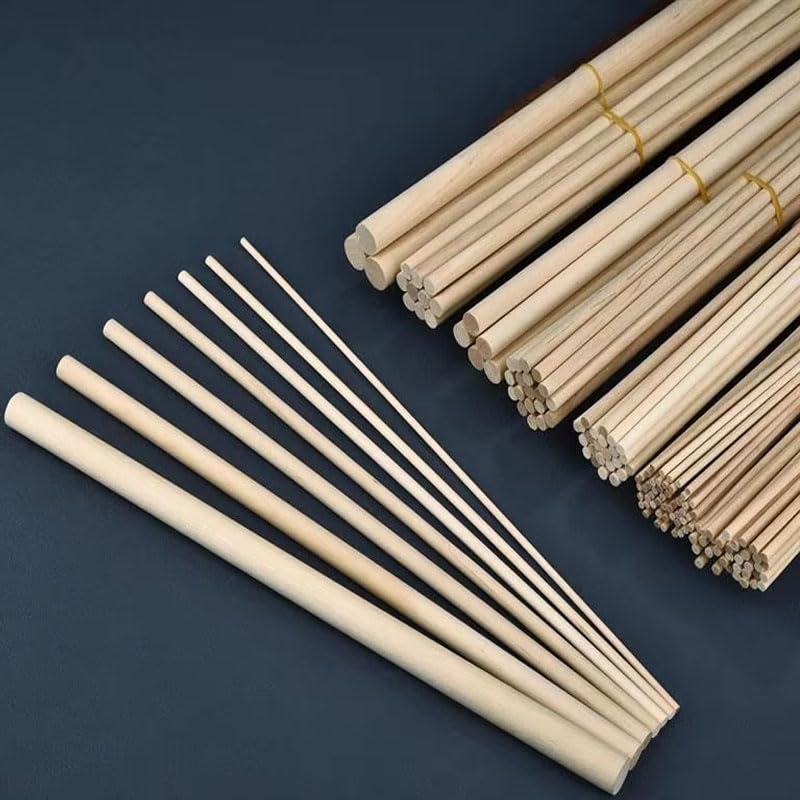 Do It YourSelf Stick Dowel Pins Wooden Dowel Rods | Wood Dowels | Solid Hardwood Sticks for Crafting Cotton More | Sanded Smooth Kiln Dried, Natural Wood (5mm-20mm) (25 Pcs Wood, 11-12" inch)