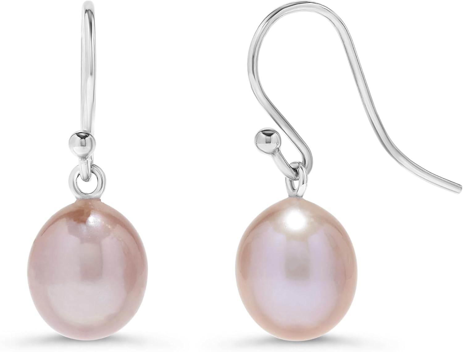 .925 Sterling Silver AAA Natural Pink Teardrop Shaped Freshwater Cultured Pearl French Wire Dangling Drop Earrings - Image 5