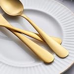 GoGeiLi 24-Piece Ensemble d'argenterie, en acier inoxydable Matte or Flatware Curlery Set, Inclure les cuillères, fourches et couteaux, Service pour 6, Lave-vaisselle sans danger