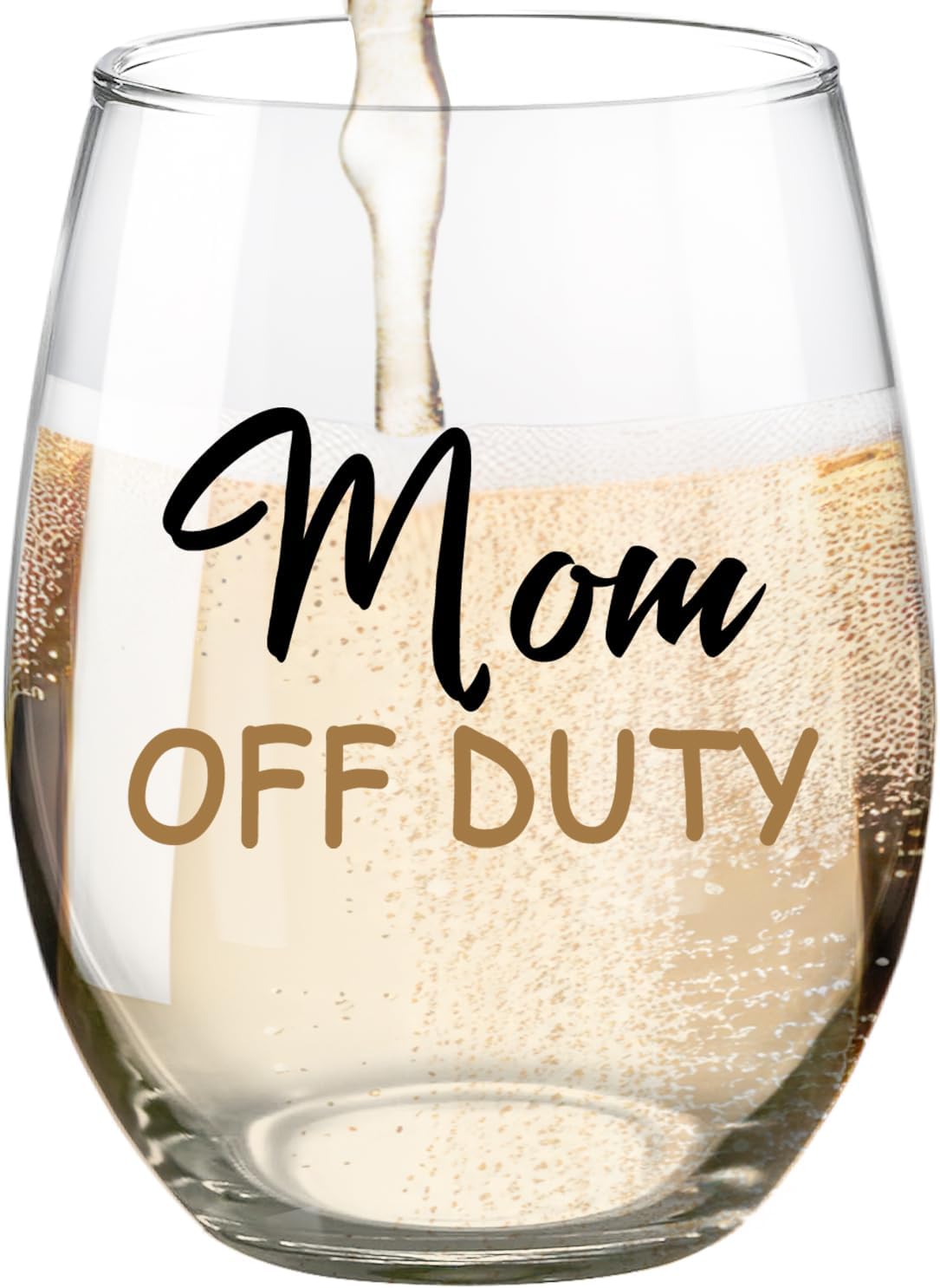 Fatbaby Mom Gifts Wine Glass,Funny Mother’s Day Christmas Birthday Gifts for New Mom Off Duty Stemless Wine Glass 15 OZ