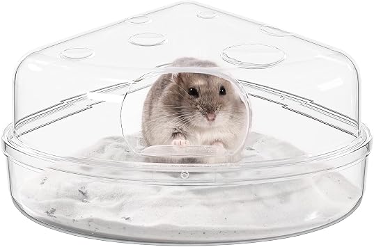 BUCATSTATE Hamster Sand Bath Box - Transparent Critters Litter Box Sand Bath Shower Room & Digging Container Heighten Version for Guinea Pig Mice Gerbils or Other Small Pets Small, Transparent