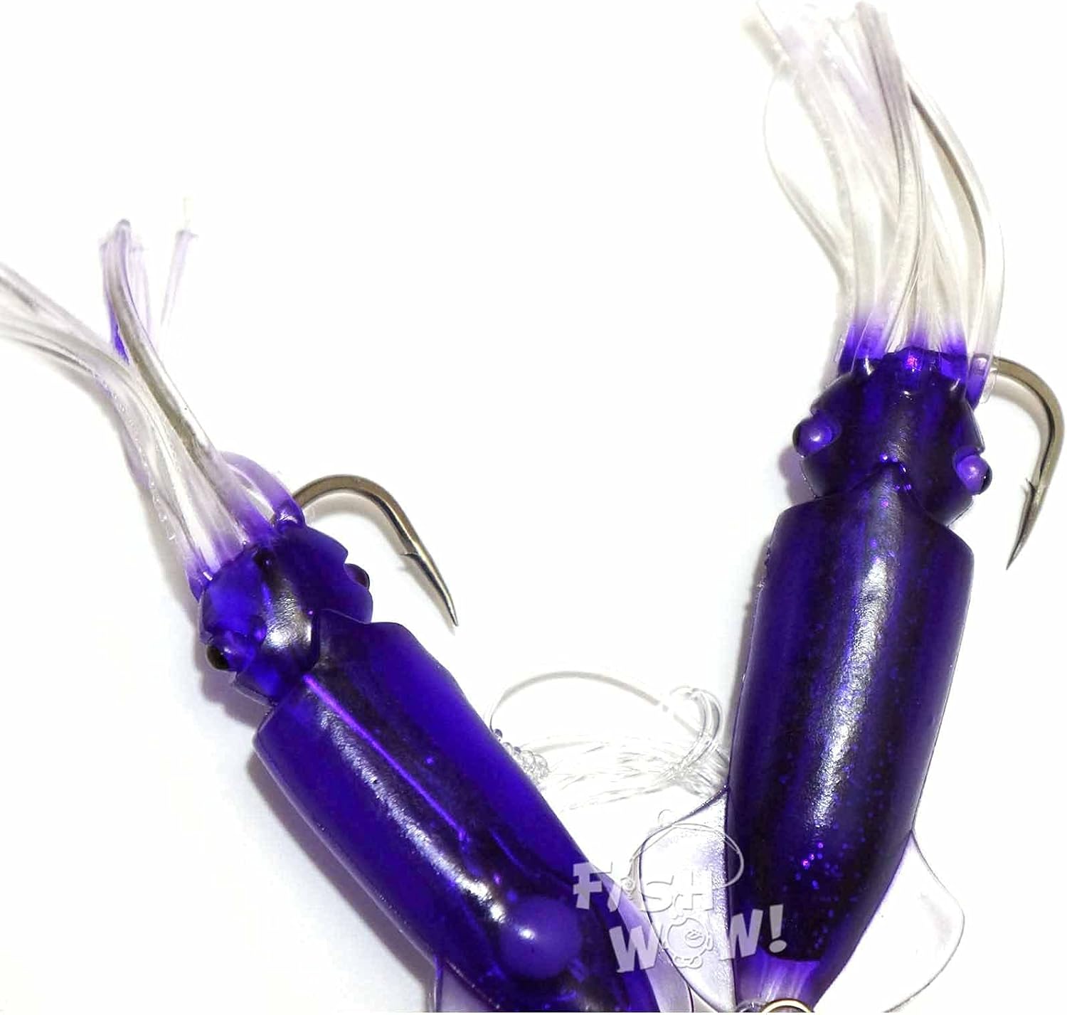 10 Packs - 4.5" Fishing Ling Cod Rig Twin Bulb Squids Rockfish lingcod Soft Lure - Purple