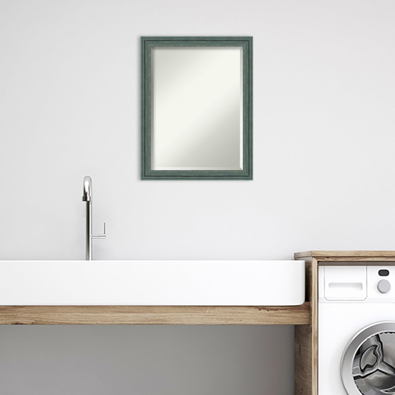 Amanti Art Bathroom Mirror for Over Sink, Vanity Mirror, Wood Frame, Hangs Horizonally and Vertically, Bathroom Wall Decor, Beveled Edge