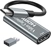 Papeaso Video Capture Card, 4K HDMI to USB/USB C 3.0 Capture Card, 1080P 60FPS Video Capture Device, for Streaming, Teaching,Gaming, Video conferencing or Live Broadcasting