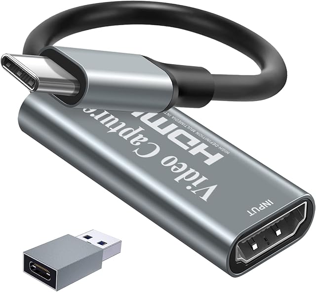 Video Capture Card, Wonderful 4K HDMI to 1080P USB C for Gaming Streaming TV Recorder, for Windows Mac OS System with USB C Adapter to Adjust PS4, Switch, Xbox