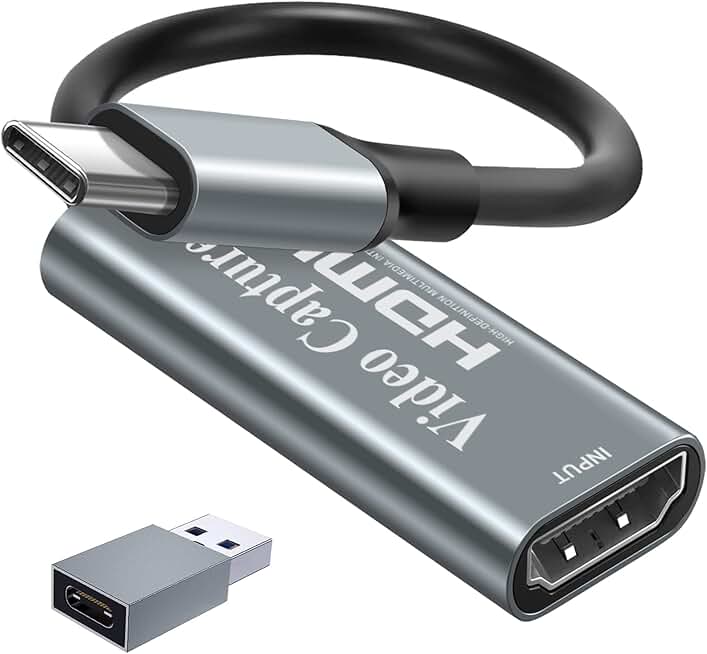 Papeaso Video Capture Card, Video Recording Card Wonderful 4K HDMI to 1080P USB C for Gaming Streaming TV Recorder, for Windows Mac OS System with USB C Adapter to Adjust PS4, Switch, Xbox1