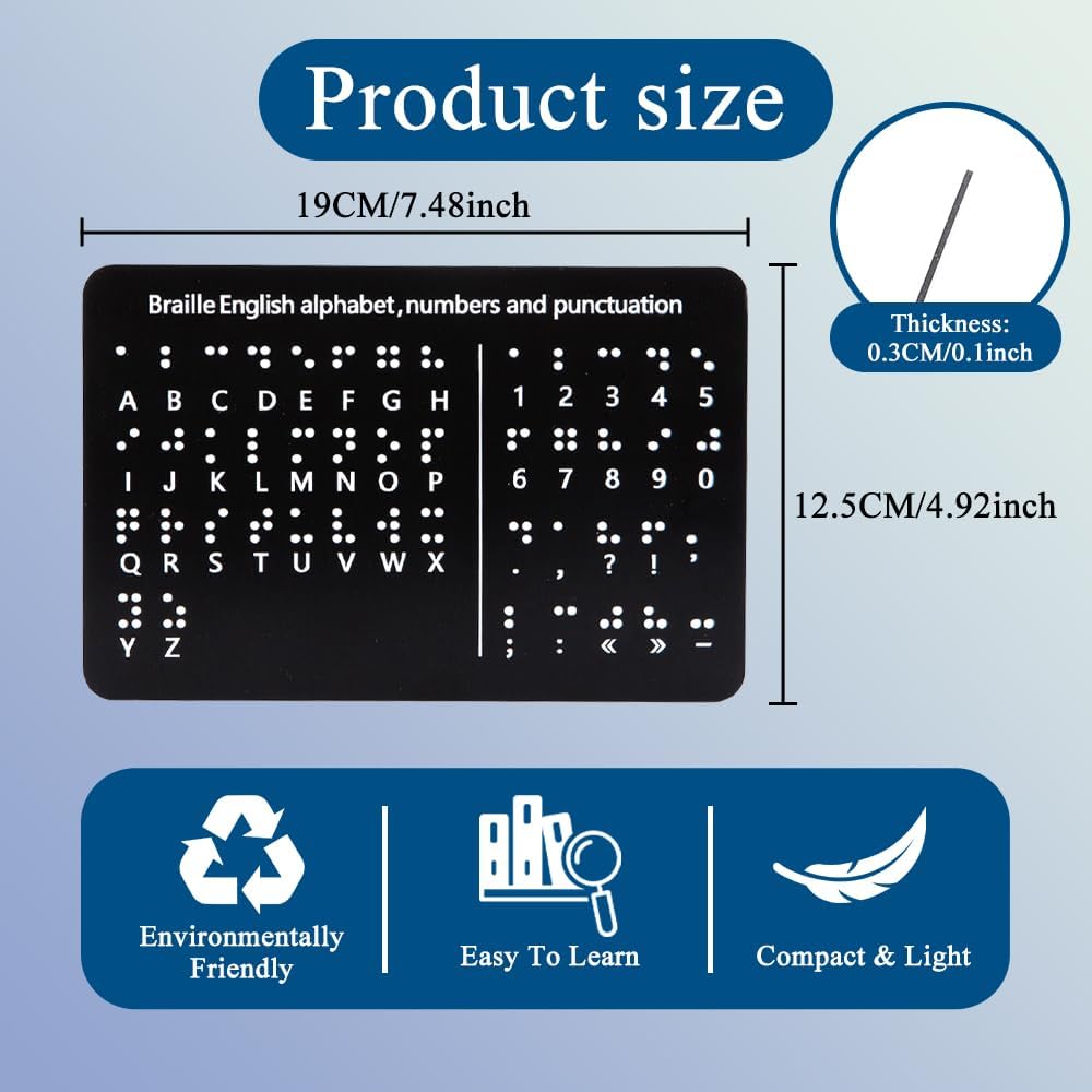 Braille Alphabet Board for Beginners, Large Print Letters & Numbers with Raised Dots, Tactile Learning Tool for Visually Impaired All Age Blind, Perfect Special Education Classroom Supplies