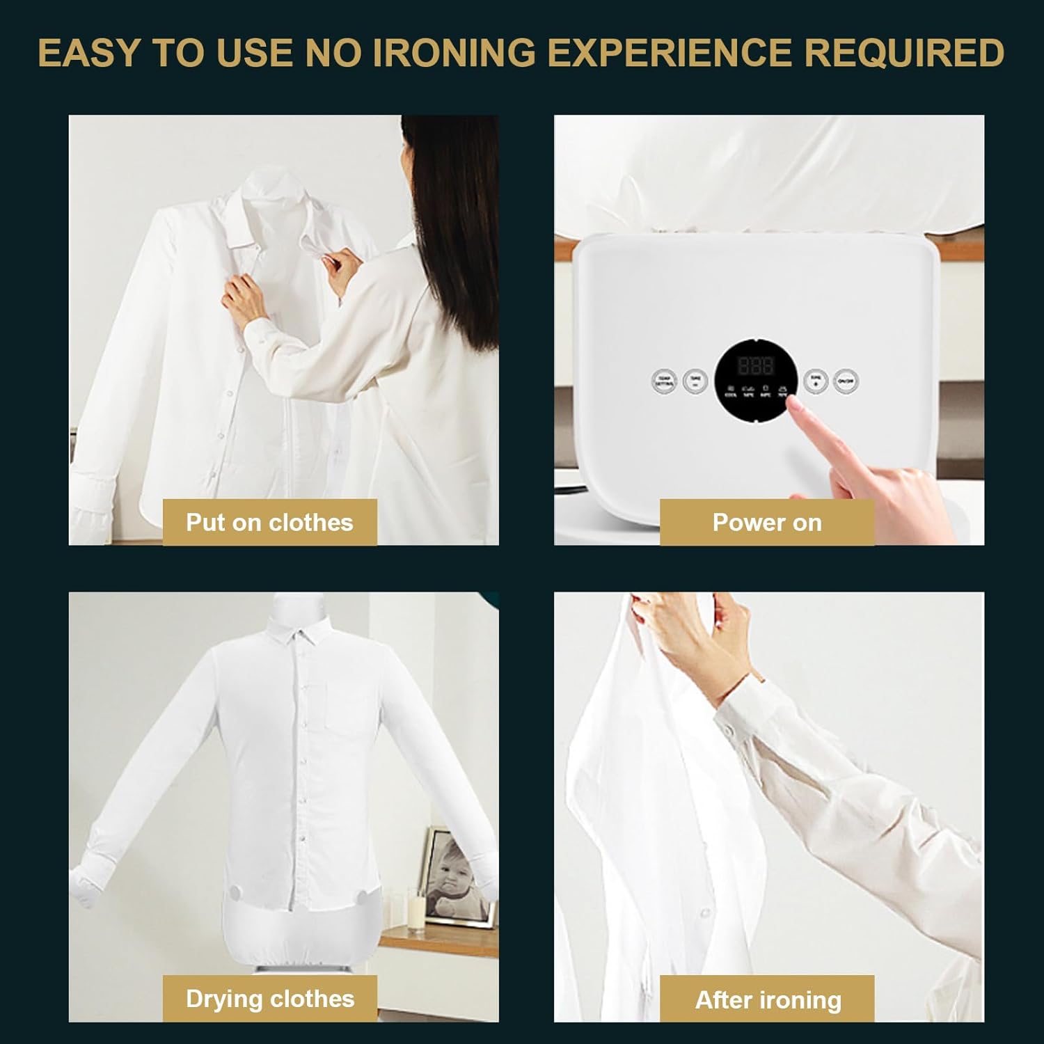Portable Hot Air Dryer & Iron, Clothing Steamer & Hands-Free Hot Air Dryer, Adjustable Heat & Timer for Any Fabric Clothing & Shoes, for Shirts