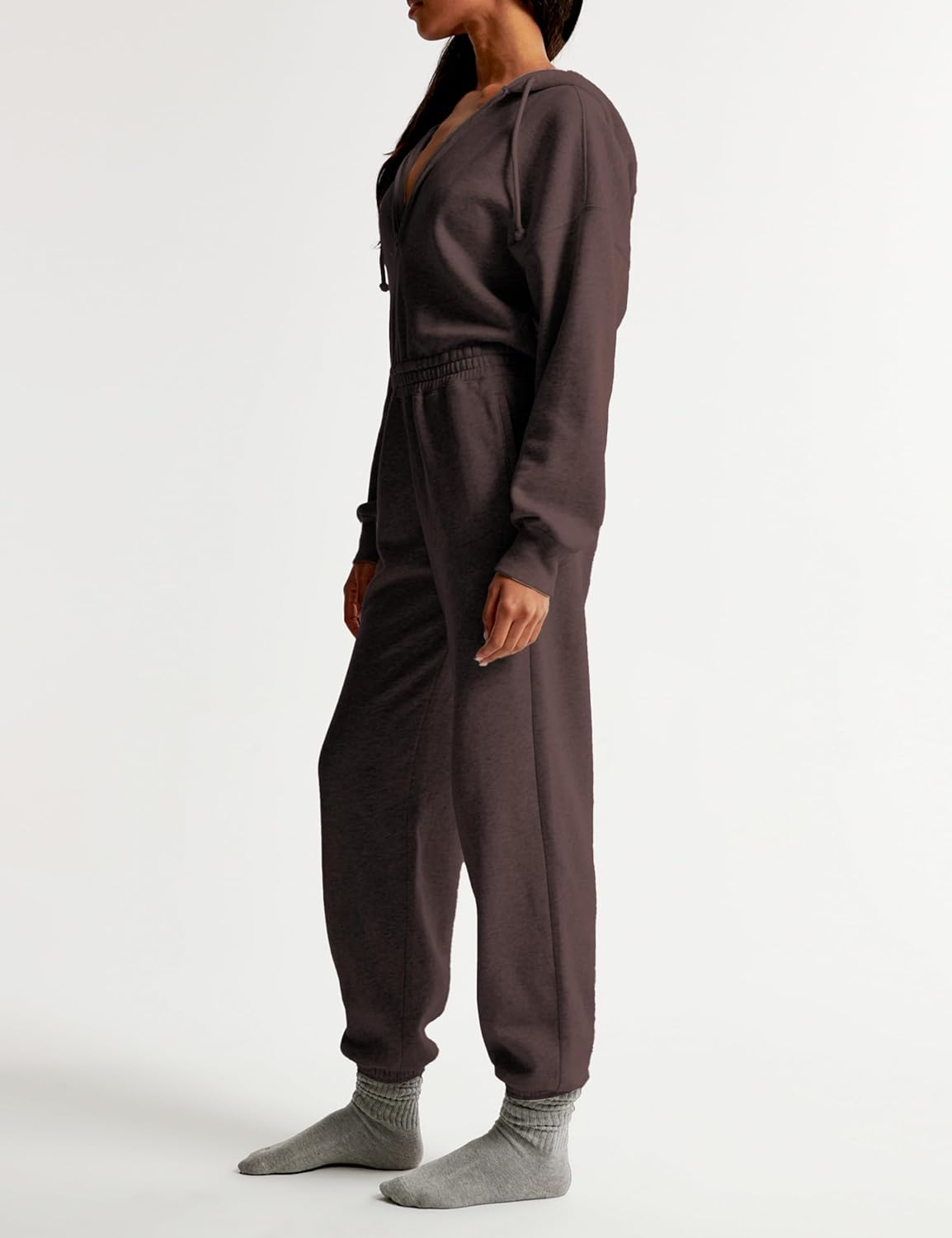 Jumpsuits for Women Casual Hoodie Long Sleeve Zip Up Sweatshirts Loose Jogger Sweatpants One Piece Romper Outfit - Image 4