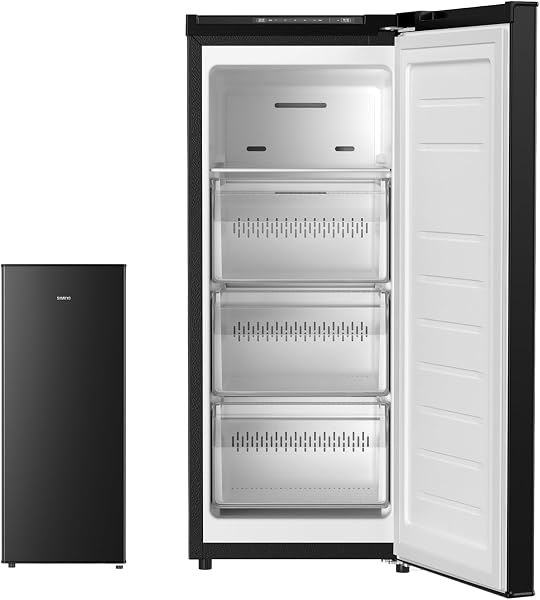 SAMKYO 70L 冷凍庫 スリム 幅35.6cm 霜取り不要 ファン式 冷凍ストッカー 急速冷凍 -27℃ 5段階温度調節 前開き 省エネ 静音 セカンド冷凍庫 家庭用 ZU70SD ブラック - 1