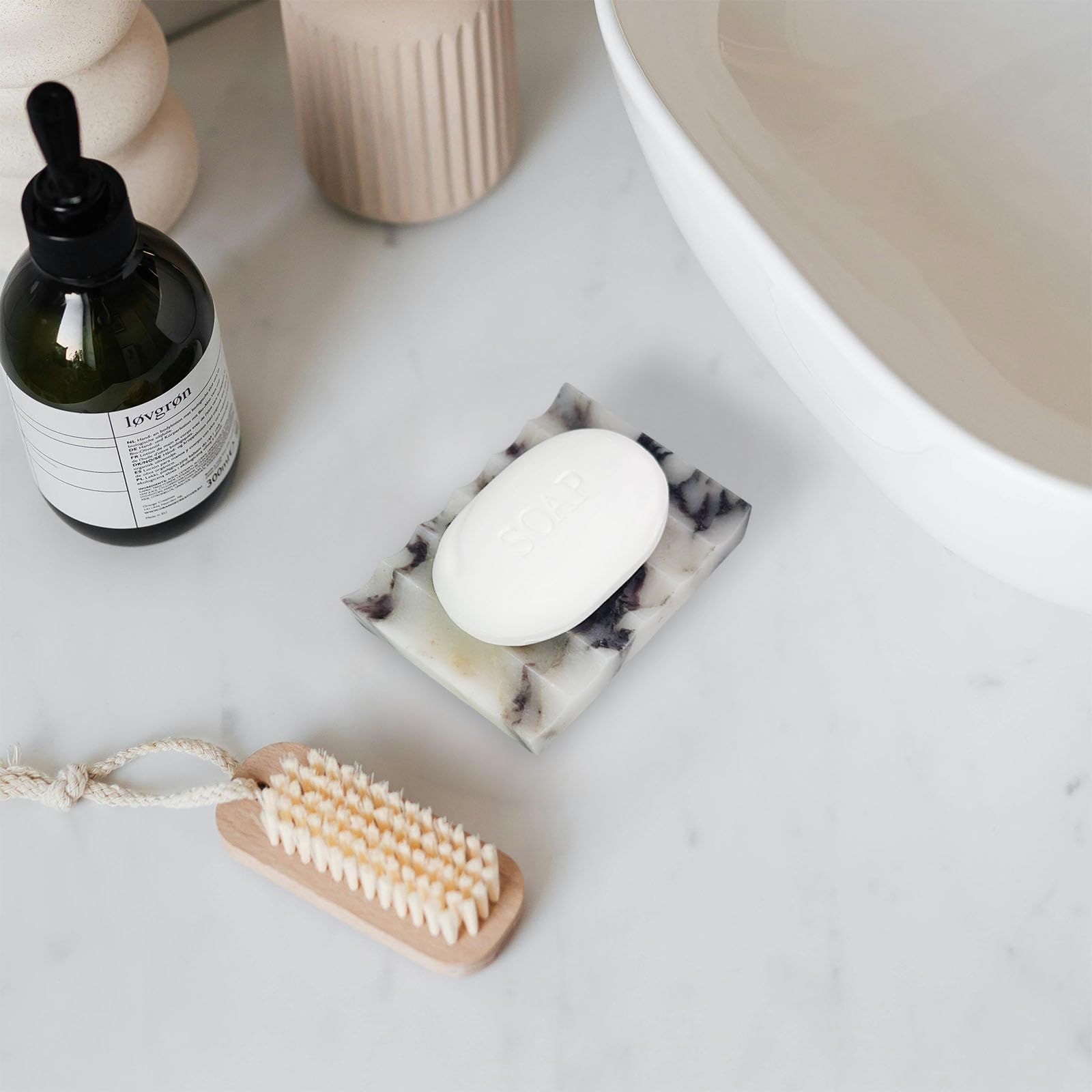 Marmor Seifenschale Rechteckig - Selbstentleerender Seifenhalter Für Bad & Küche