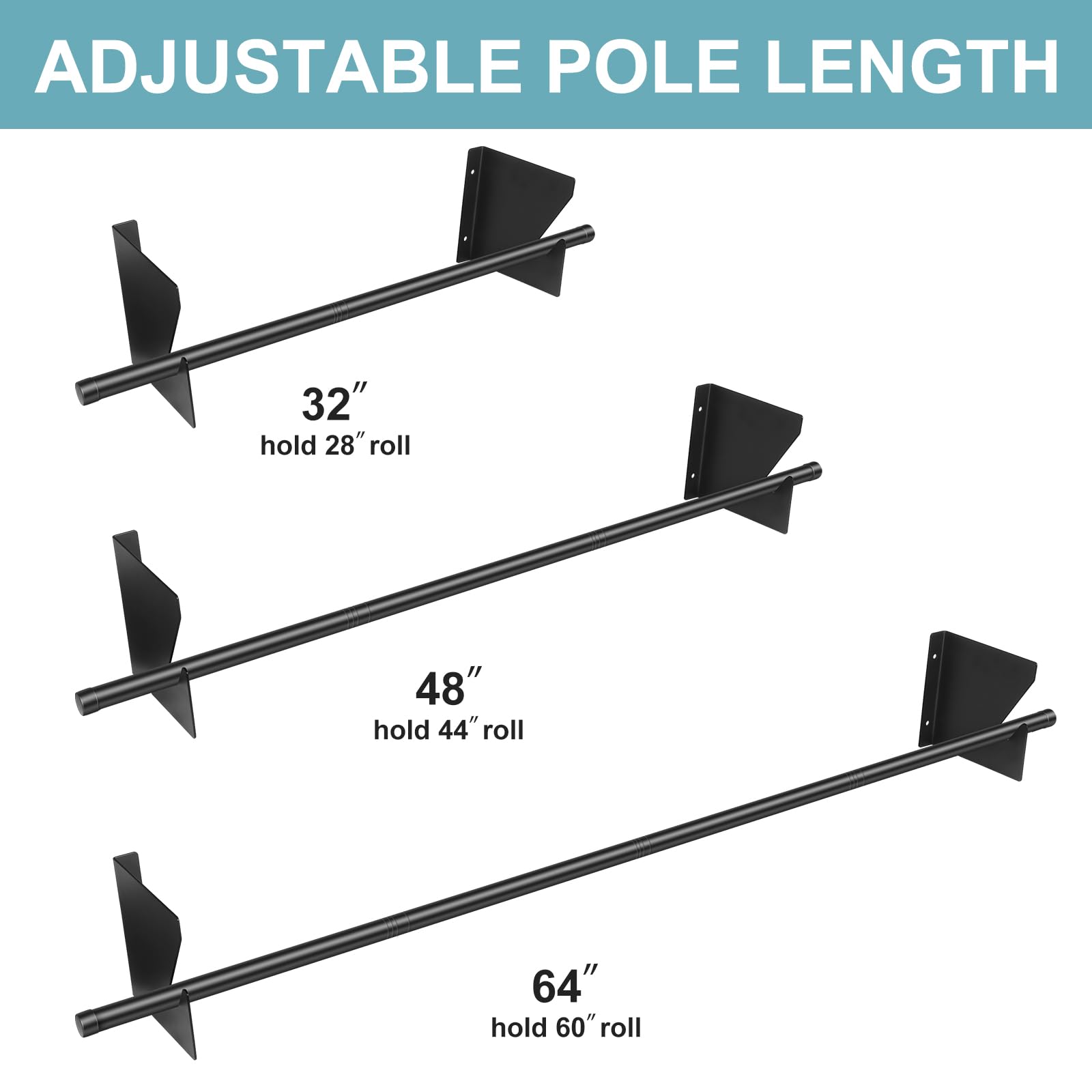 MorningRo 152,4 cm Papierrollenhalter, Geschenkpapier, Wandmontage, Rollenhalter, verstellbar, zuverlässig, Kraftpapierspender für Vinyl, Kraftpapier oder andere gerollte Materialien