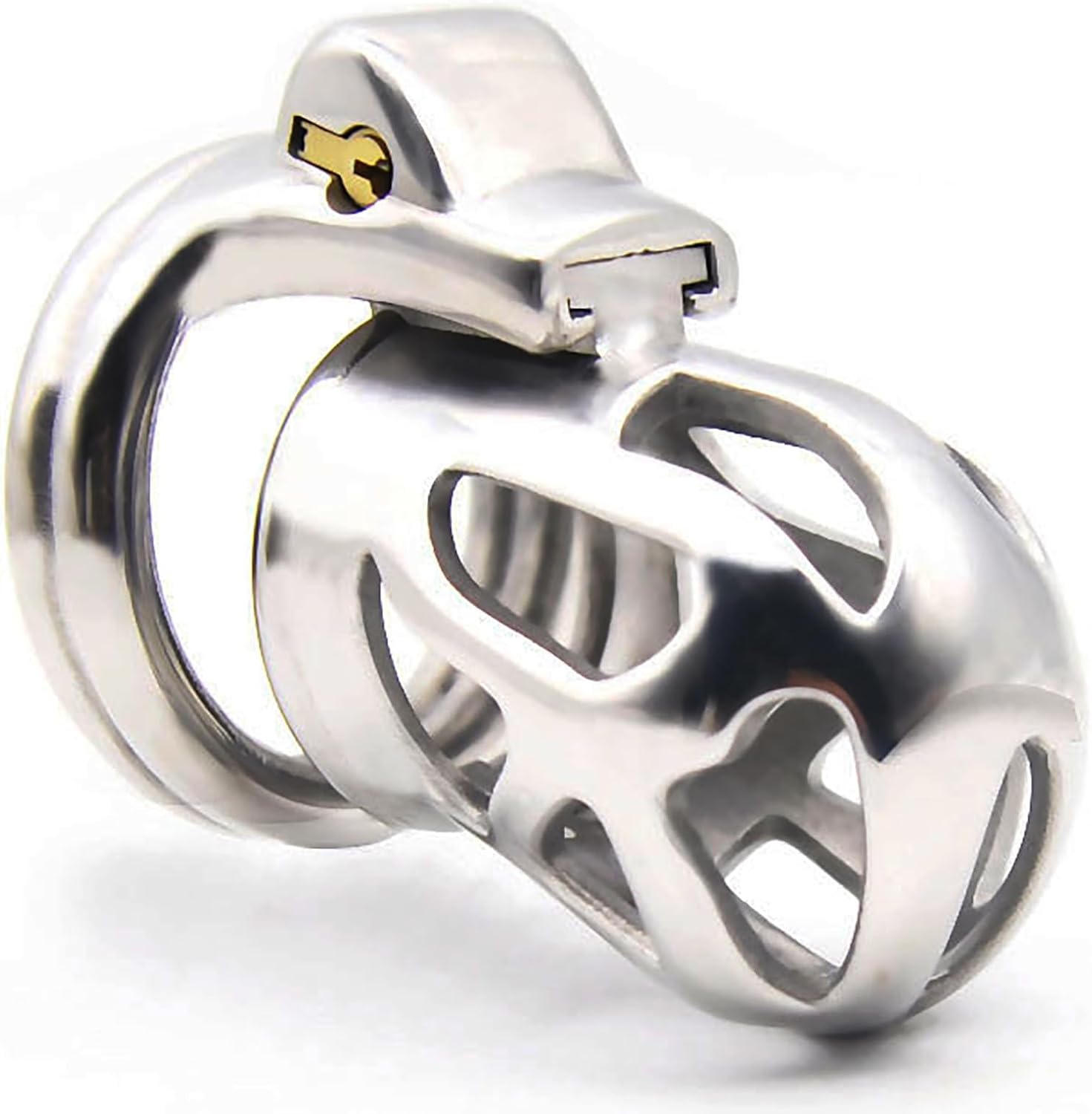Men's Penis Cage Stainless Steel Male Metal Chastity Belt for Men Ventilation Breathable Cock Cage SM Sex Toy for Chastity Lock(Normal48mm)