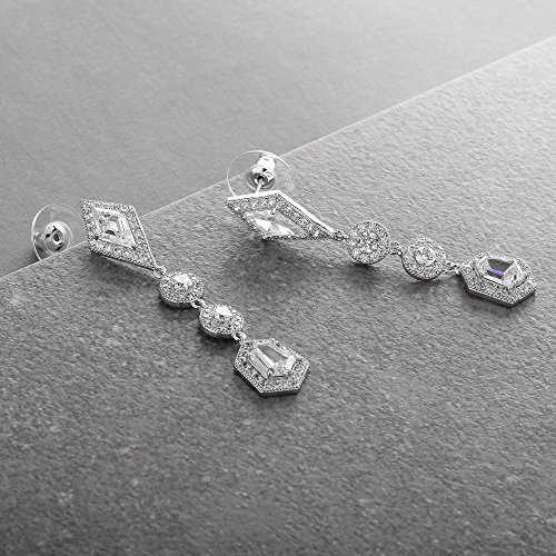 Mariell Gold Art Deco Cut Cubic Zirconia Bridal and Wedding Earrings - 1920's Vintage Style Gold Earrings for Brides, Prom, Homecoming and Mother of the Bride3