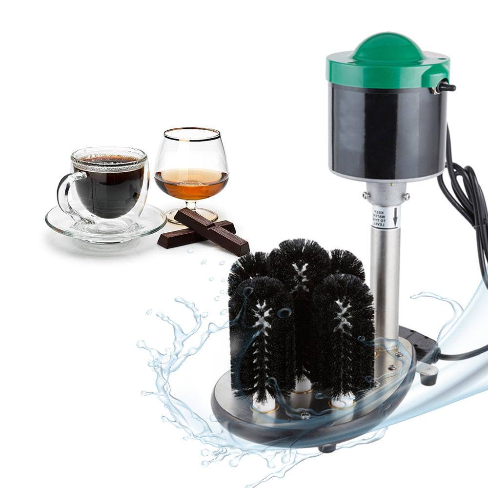 Machine À Laver Les Verres, Machine À Laver Les Bouteilles avec 5 Brosses, Lave-Tasses Électrique Equipement De Nettoyage Commercial