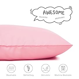 EXQ Home Toddler Pillowcases Zippered 13x18 Travel Pillow Case Set of 2, Small Pillow Case Fits Baby Pillow Sized 12x16, 13x18, Kids Pillowcases 2 Pack Machine Washable(Pink)