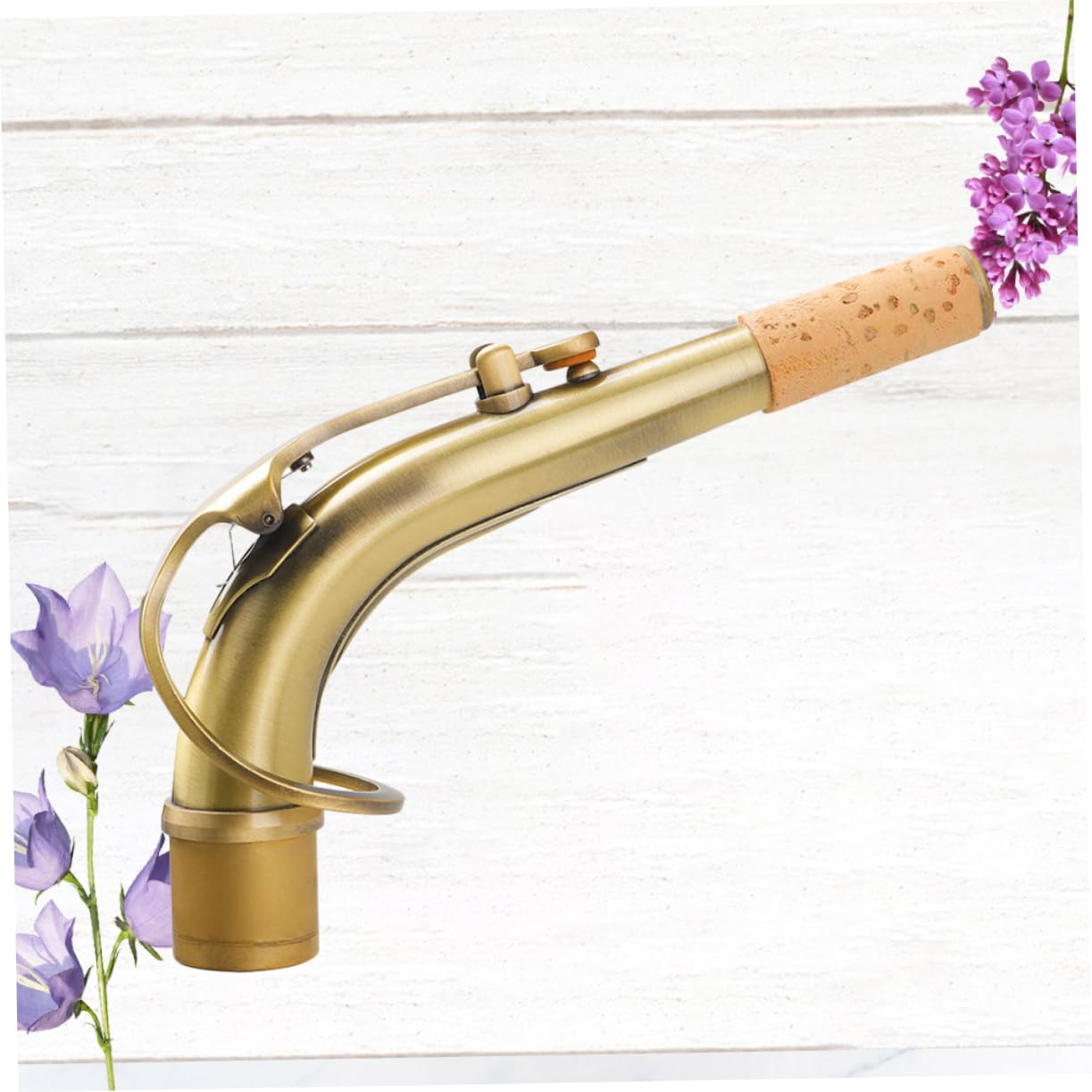 Collo di Sax Contralto in Ottone 24, 5mm Finitura Oro Antica | Giunzione Curva per Strumento, Trattamento Laccato, Aspetto Raffinato, e Insonorizzato
