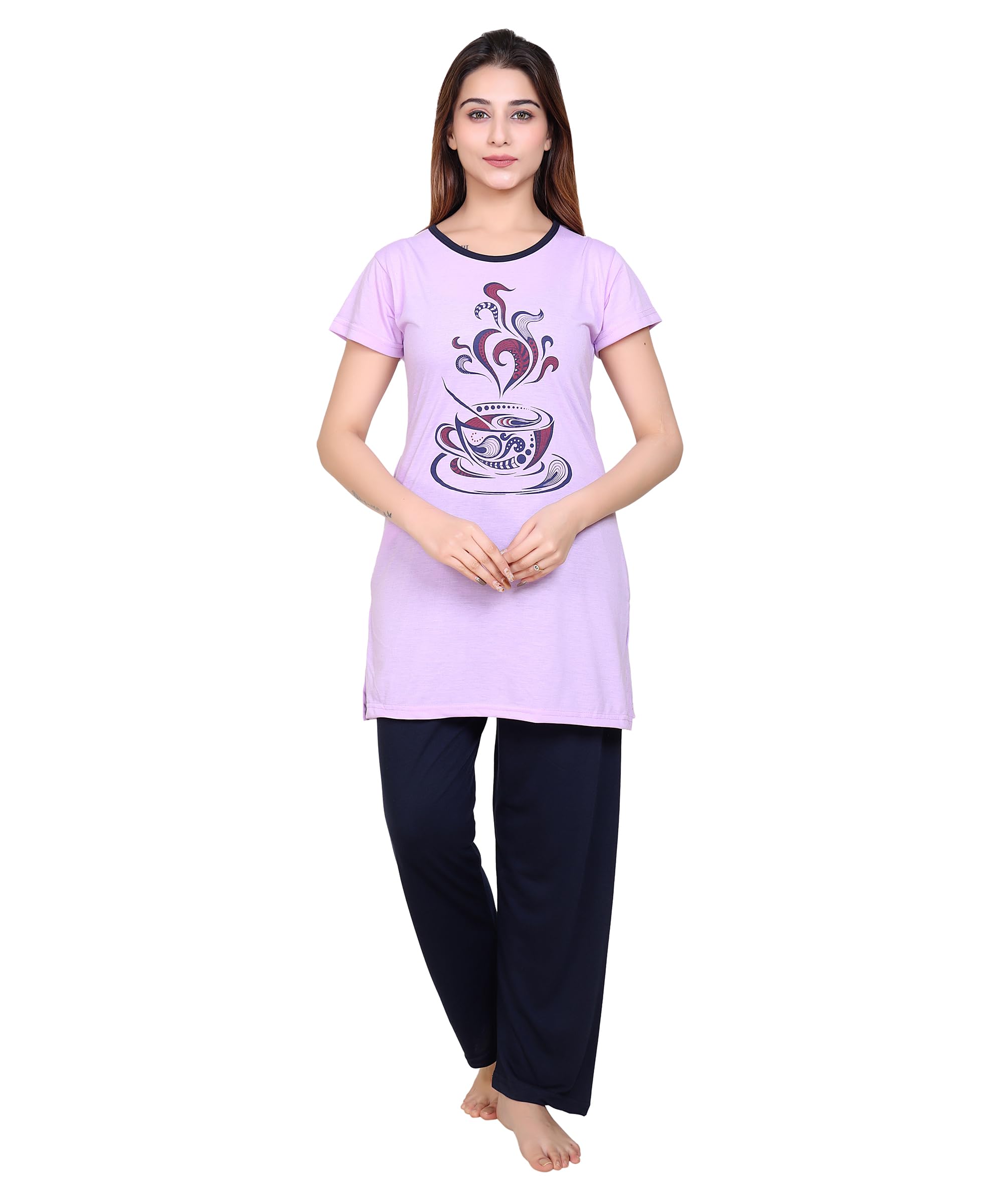 dg divine girl Women's Printed Cotton Night Suit Set Pyjama Set Sleepwear Nightwear Nightdress Loungewear-picture-28
