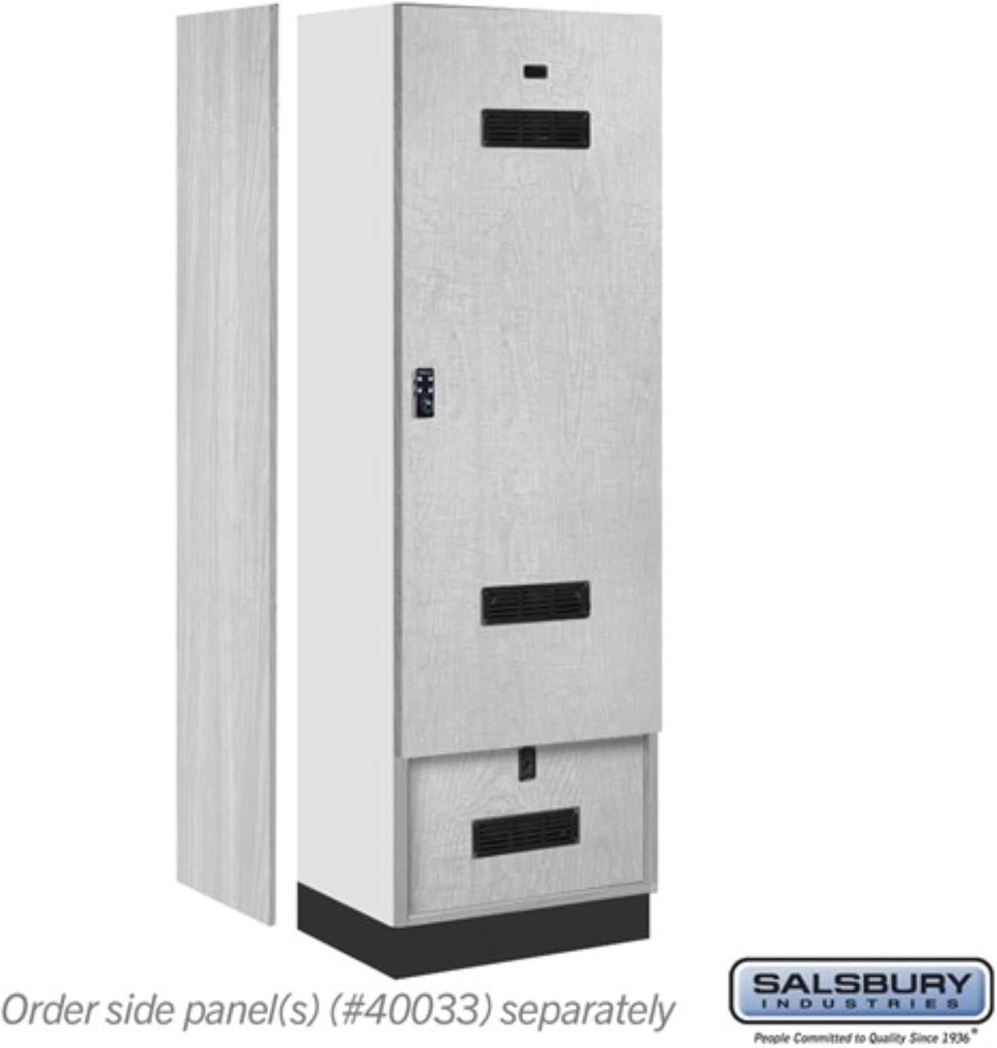 Salsbury 24" Wide Premier Wood Gear Locker - 6 Feet High - 18 Inches Deep - Silver Teak - Black Resettable Locks