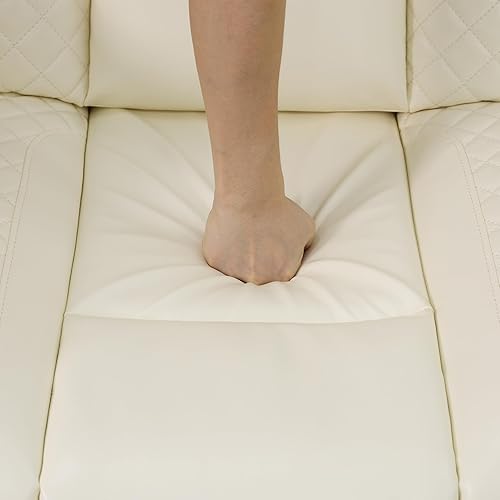 Miniatura 8 de Juego de sofá reclinable eléctrico para sala de estar, juego de sofá reclinable de cuero con luces LED / almacenamiento oculto, juego de sofá