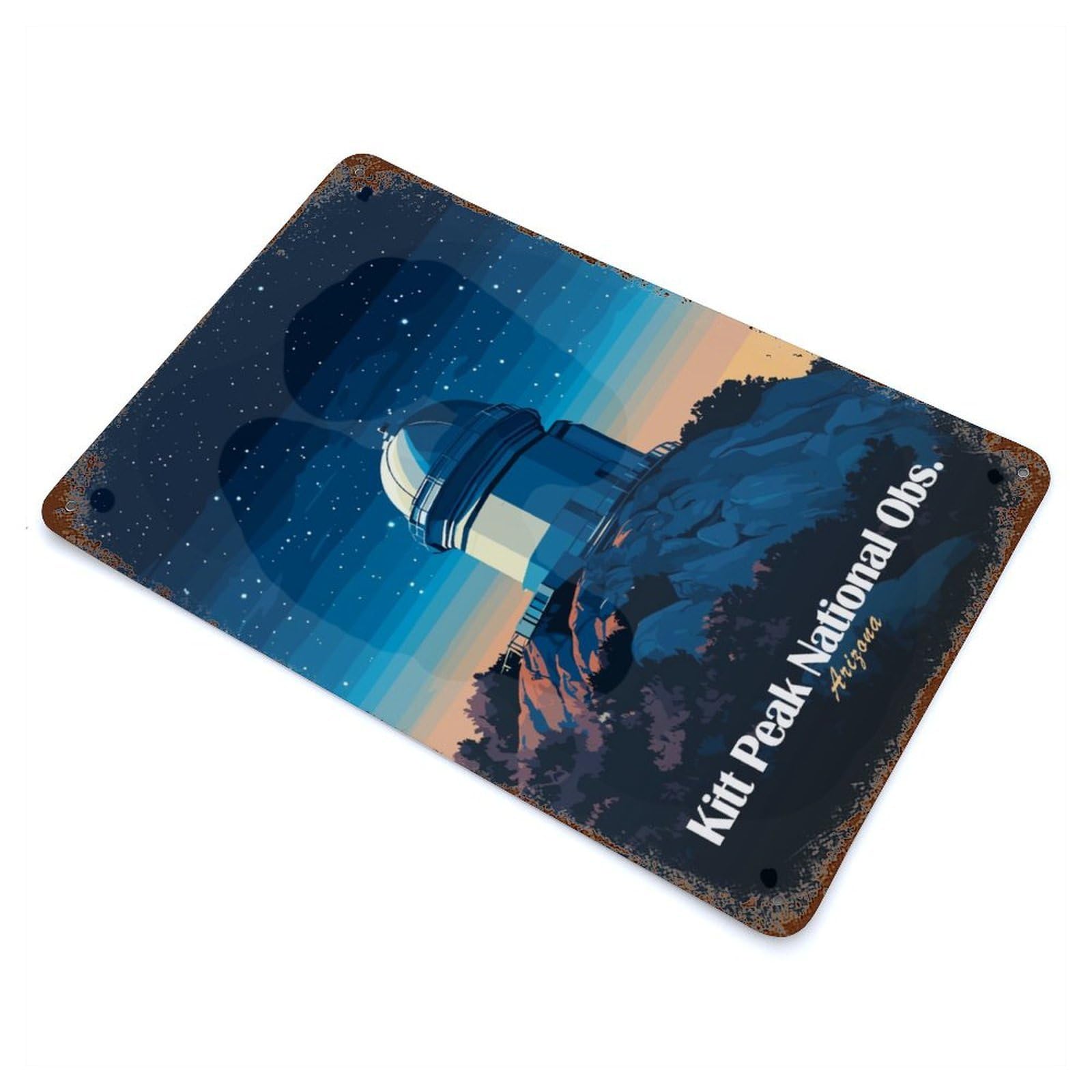 Kitt Peak Observatory 11.8"x7.9" Aged Metal Wall Plaque, Retro Wall Decor for Farmhouse, Kitchen And Entryway Decor