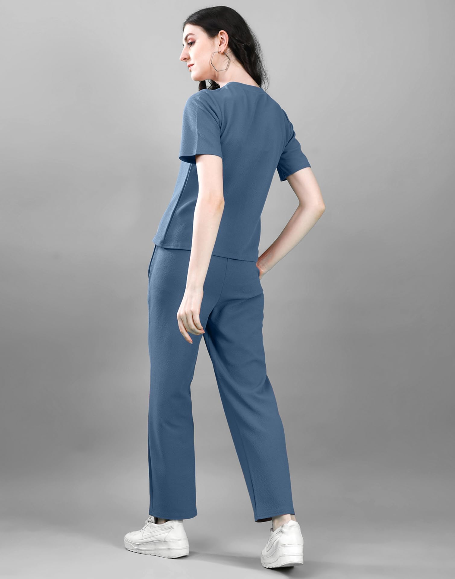 Selvia Women's Tops and Trouser Co ord Set, Lycra dress for woman Stylish (707CTK11671N-XL_Steel Blue) 1