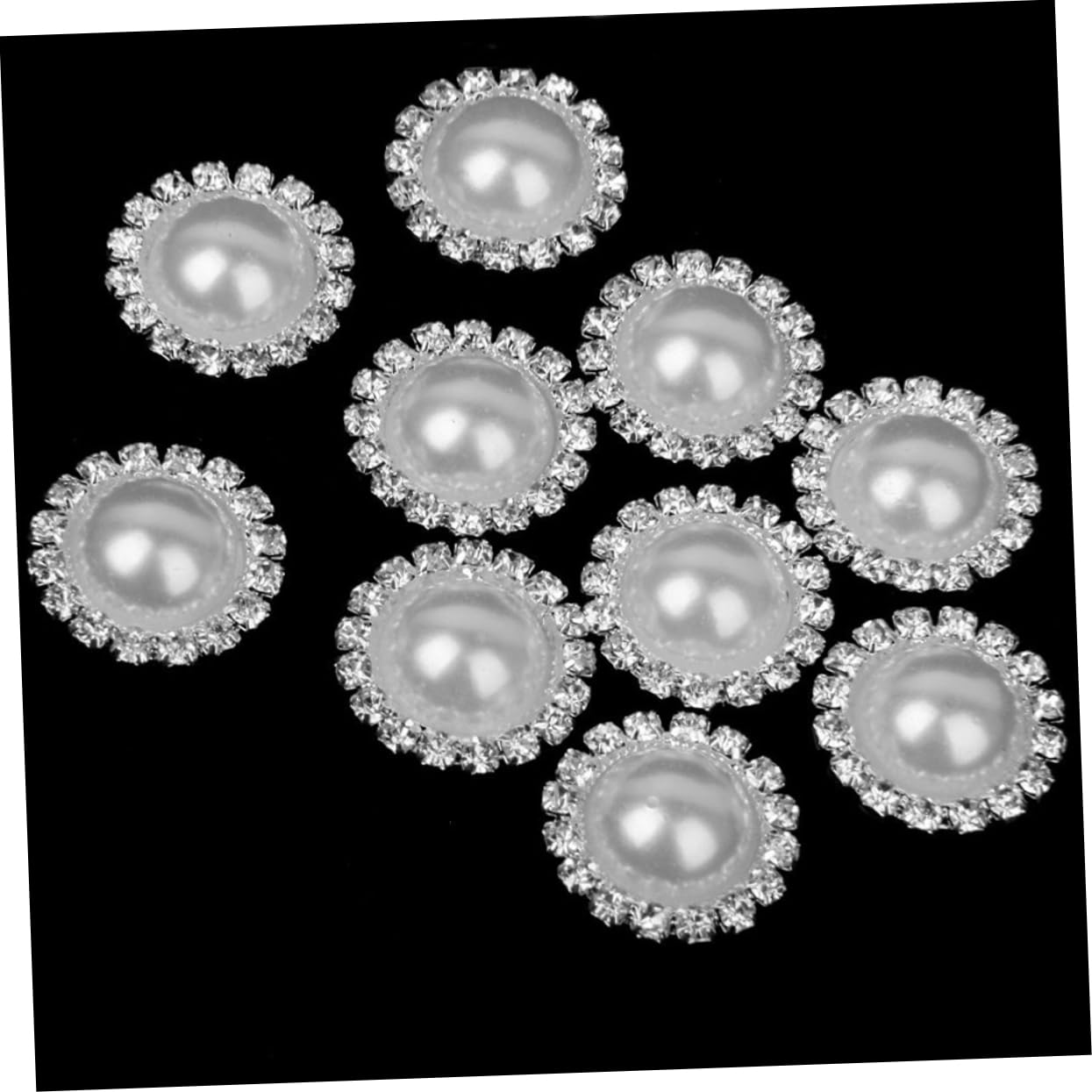 10pcs Round White Rhinestone Flat Back Embellishments for Crafts Hairbands and Garment Decoration