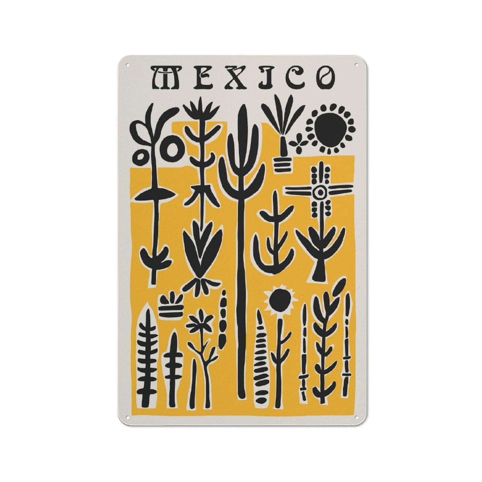 Junmoney Style-19 Vintage Decorative Tin Plaque 30X20cm Featuring Mexico Desert Flora, Home Wall Decor For Bedroom, Kitchen, Office Or Living Room