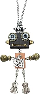 Steampunk Wooden Robot Zodiac Necklace – Handmade Punk Style Pendant for Men & Women – 12 Horoscope Signs Gift – Unique Wood Punk Goth Jewelry for Birthdays & Fashion Lovers