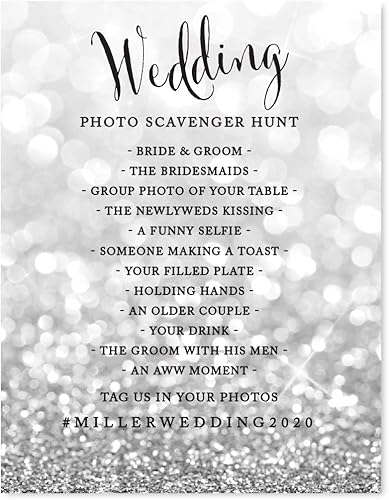 Miniatura 121 de Andaz Press Letreros de fiesta de boda, purpurina plateada brillante, 8.5 x 11 pulgadas, letrero de mesa de postre de recepción de barra de Food