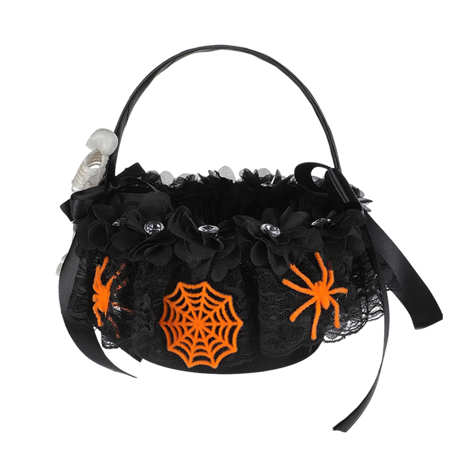 Zxfdsfdbnm Handheld Flower Basket with Skull Accents Candy Holder Basket for Halloween Party Decorations and Festival Floral Arrangement Halloween Deck
