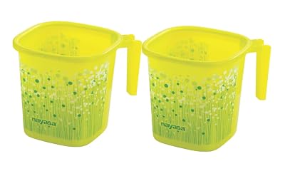 Nayasa Plastic Funk Square Mug, Blue, 2Pcs Set.