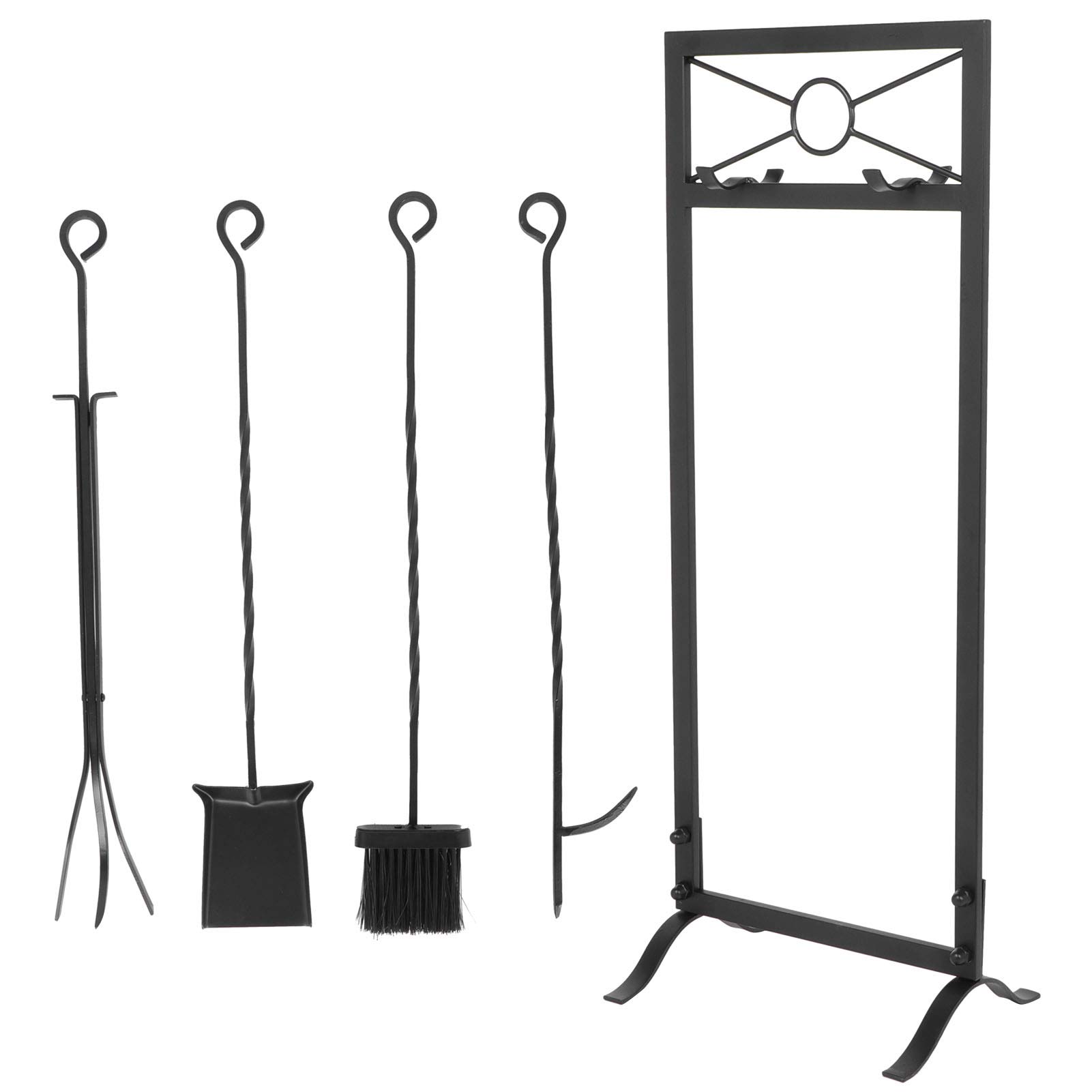 Cocoarm Juego de Herramientas para Chimenea Kit de Herramientas para Hoguera de Hierro con Soporte, Cepillo, Pala, Pinzas, Atizador, Base de 31,1 Pulgadas, Soporte Triangular, Fácil de Mover para