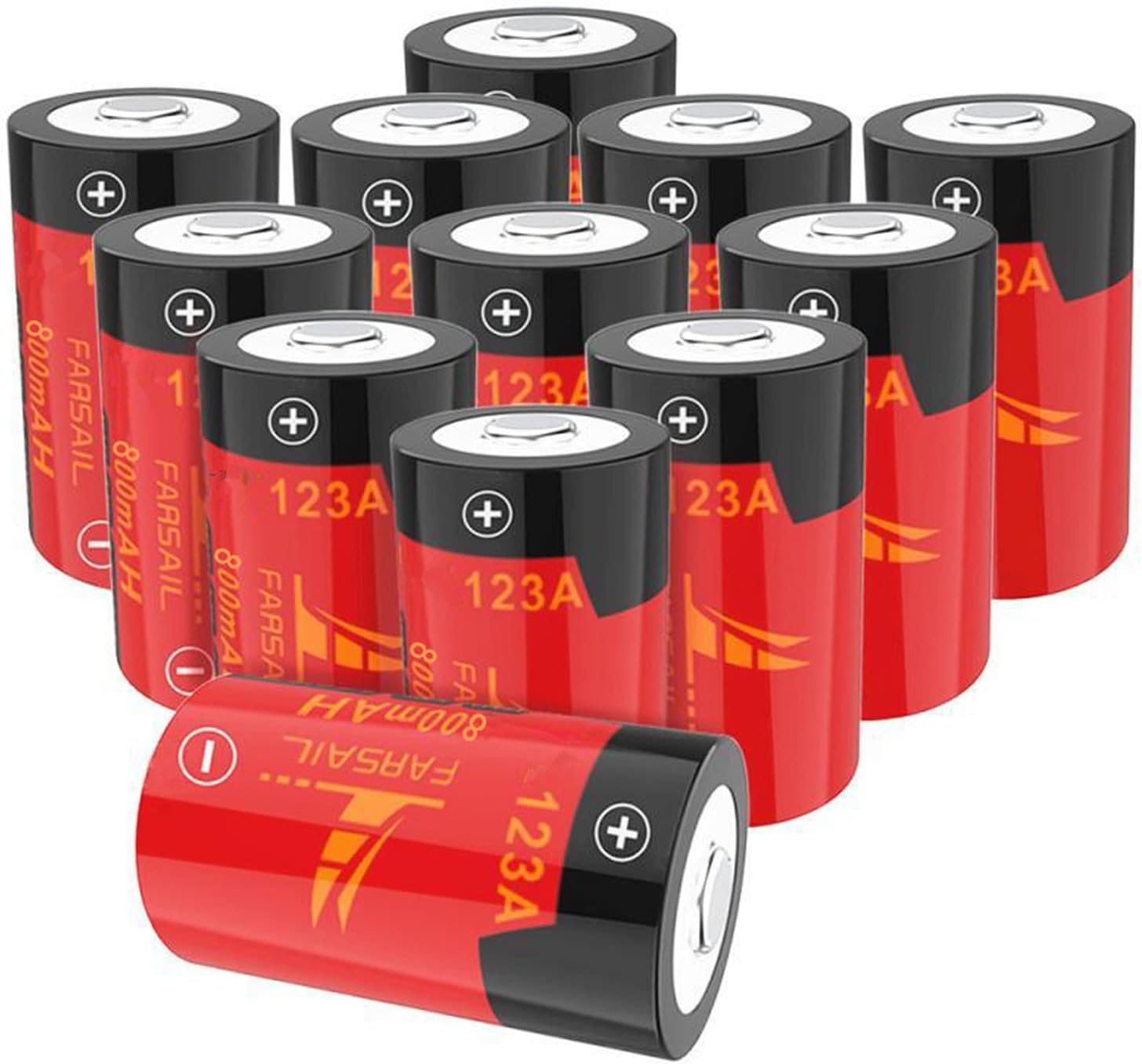 123A Rechargeable Batteries 12-Pack, FARSAIL123A NiMH Batteries Rechargeable for Arlo VMC3030 VMK3200 VMS3130 3230C 3430 3530 Wireless Security Cameras, Flashlight