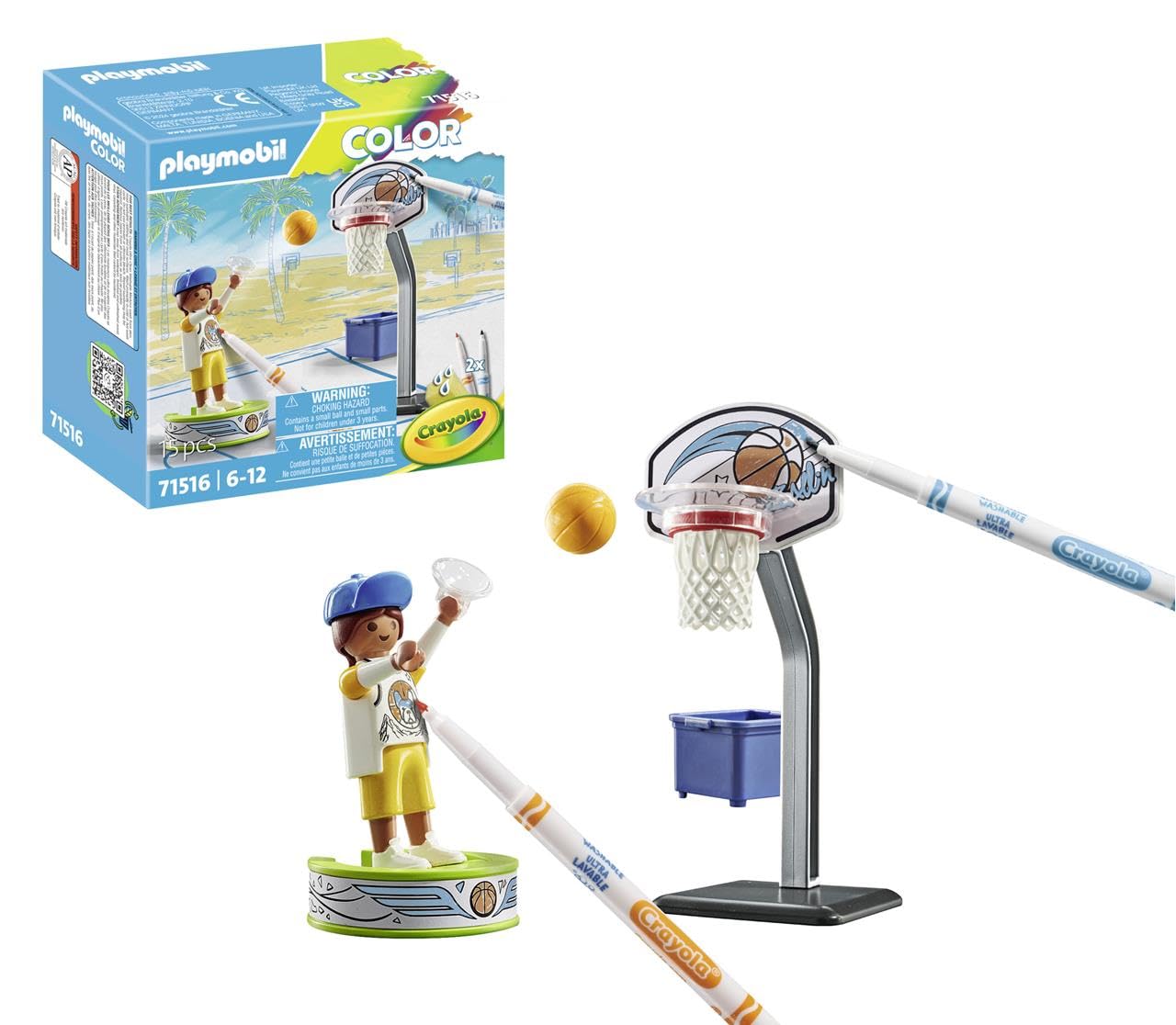 Playmobil Color Basketball Player - Customisable Sports Figure with Accessories, Creative Colour‑In Play Toy for Kids Ages 5+