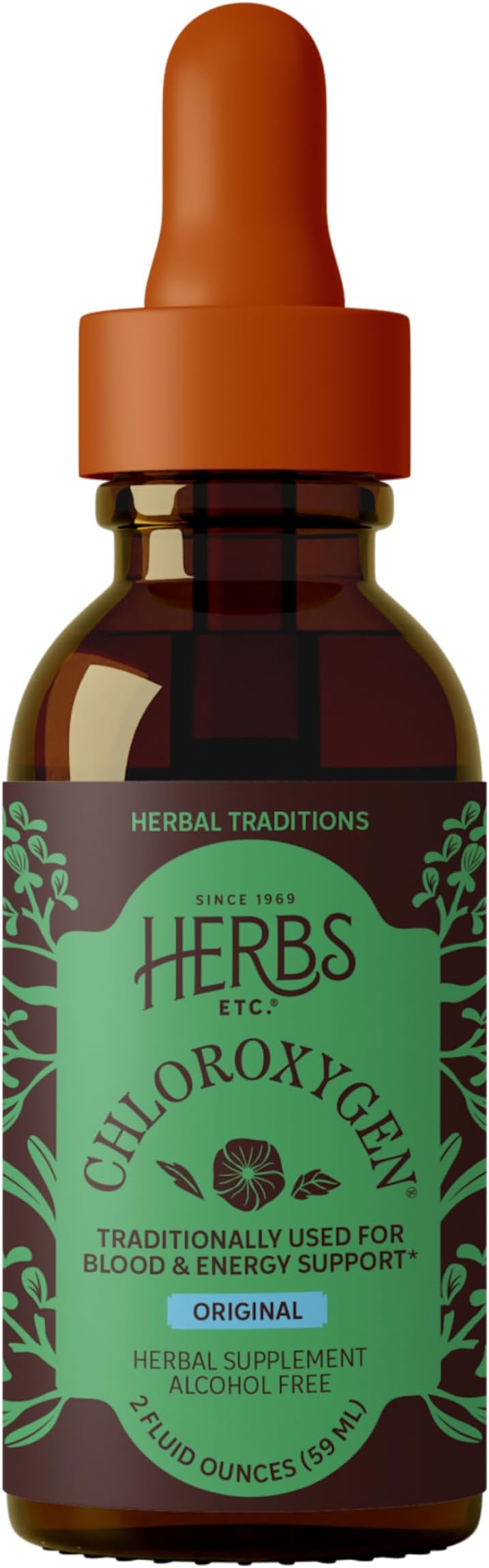 Herbs Etc. ChlorOxygen Chlorophyll Concentrate – Energy Support & Healthy Circulation – Natural Vitality – Alcohol-Free – 2 fl oz (132 Servings)