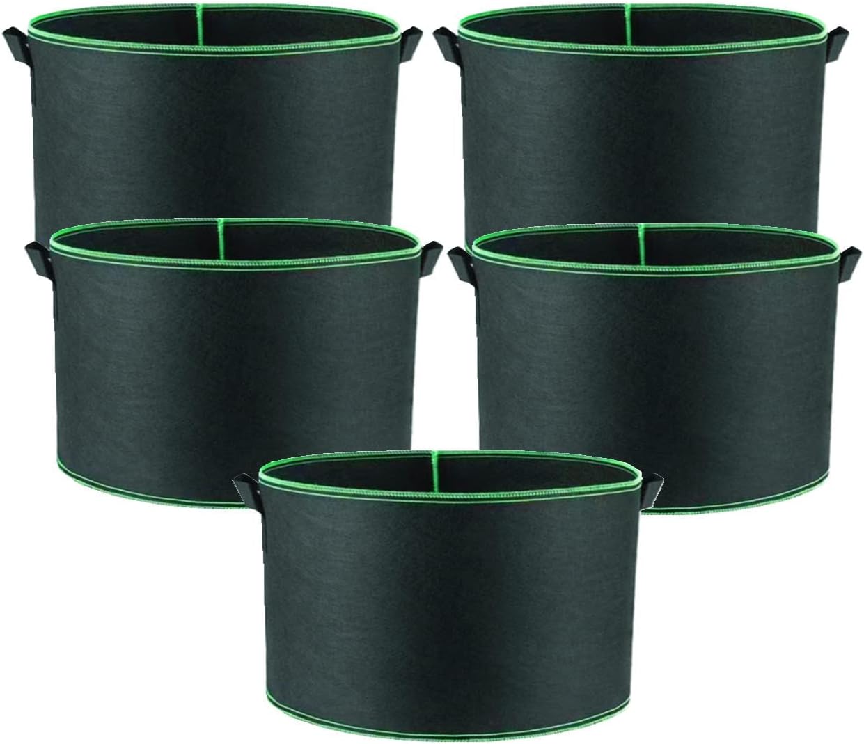 Niurui 5-Pack 25 Gallon Grow Bags Heavy Duty 320G Thickened Nonwoven Fabric Pots Plant Grow Bags with Handles,for Low Stress Plant Training Fruits, Vegetables, and Flowers(Black)