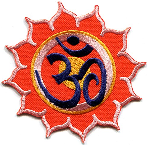 Hindu Aum Om Lotus Hindi Indian Yoga Peace Trance Embroidered Applique Iron-On Patch G-12 #TOP30