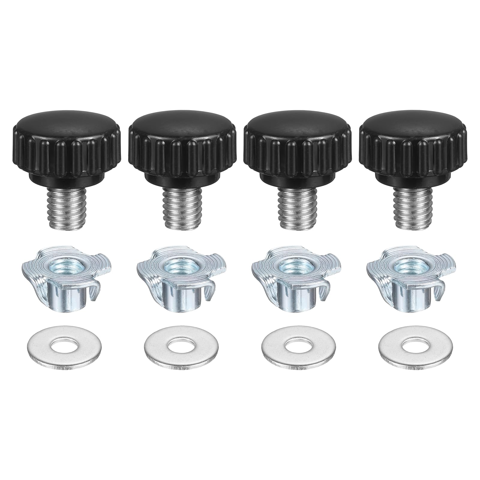 sourcing map 4 Pcs M8 x 10mm Knurled Clamping Knobs 22mm Head with Washers & T-Nuts