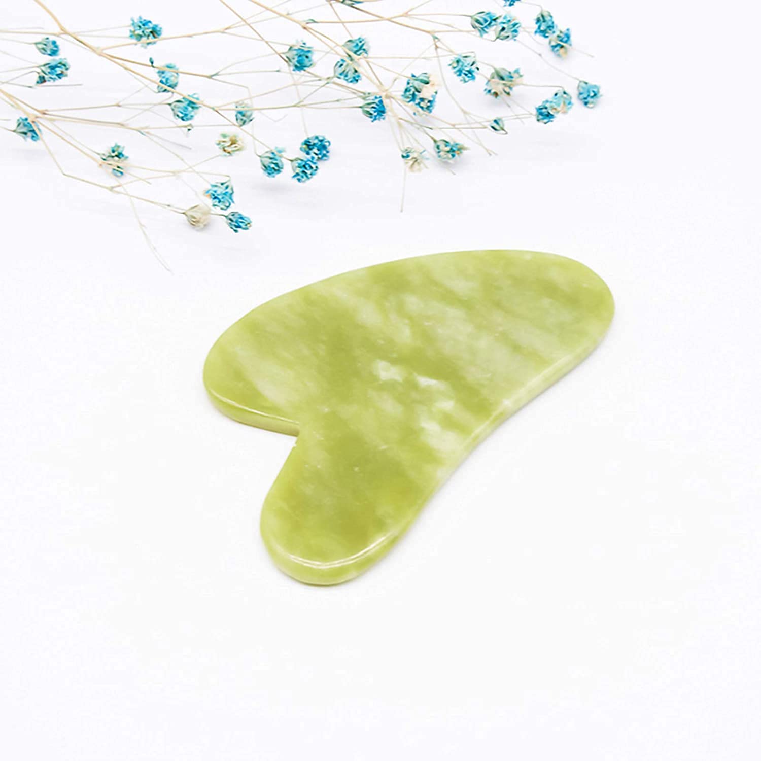 Gua Sha Facial Tool, Natural Jade Stone Guasha Board for SPA Acupuncture Therapy Trigger Point Treatment, Gua Sha Scraping Massage Tool (Green)