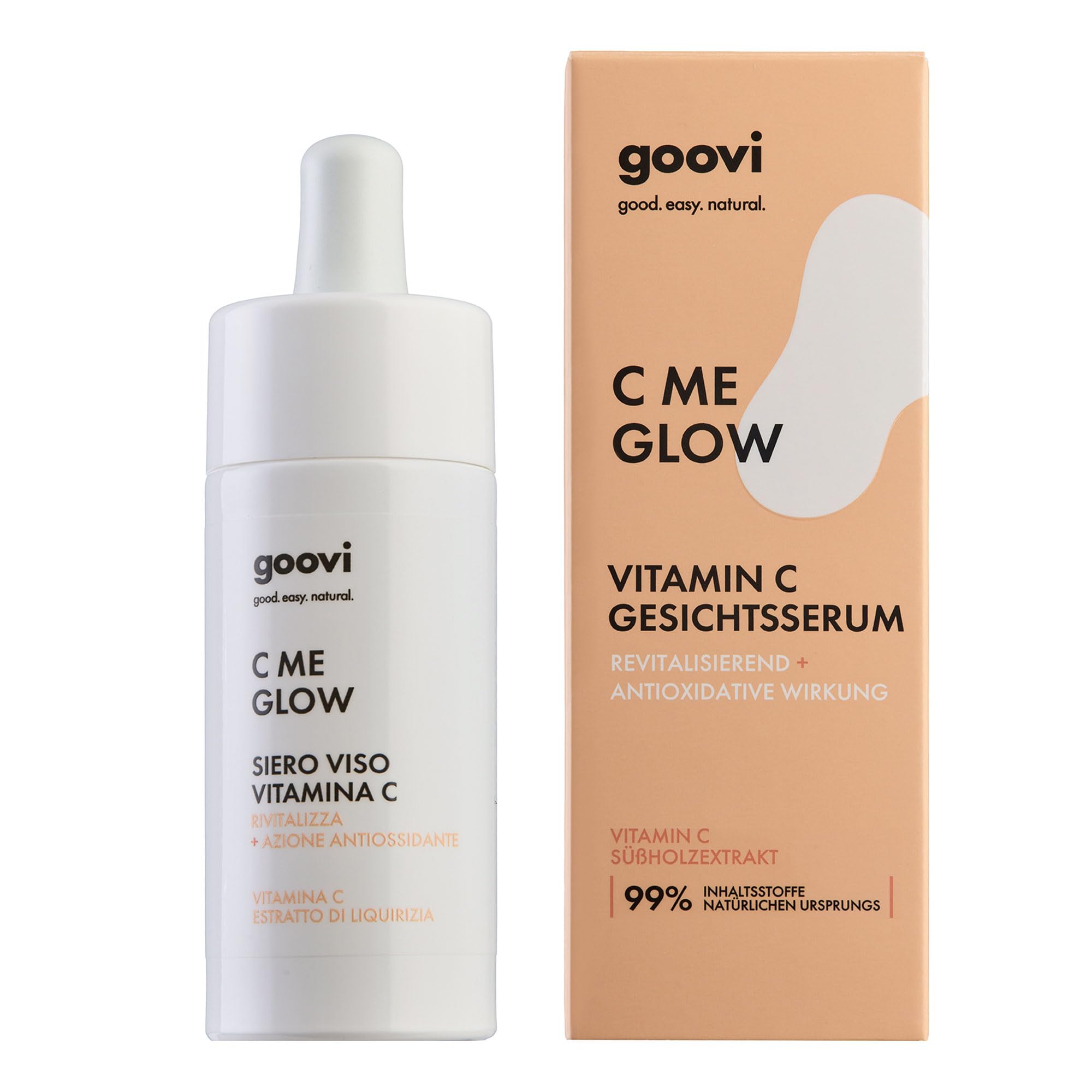 GOOVI C Me Glow Vitamina C Face Serum - Siero viso per una carnagione radiosa, antiossidante e idratante, 30 ml