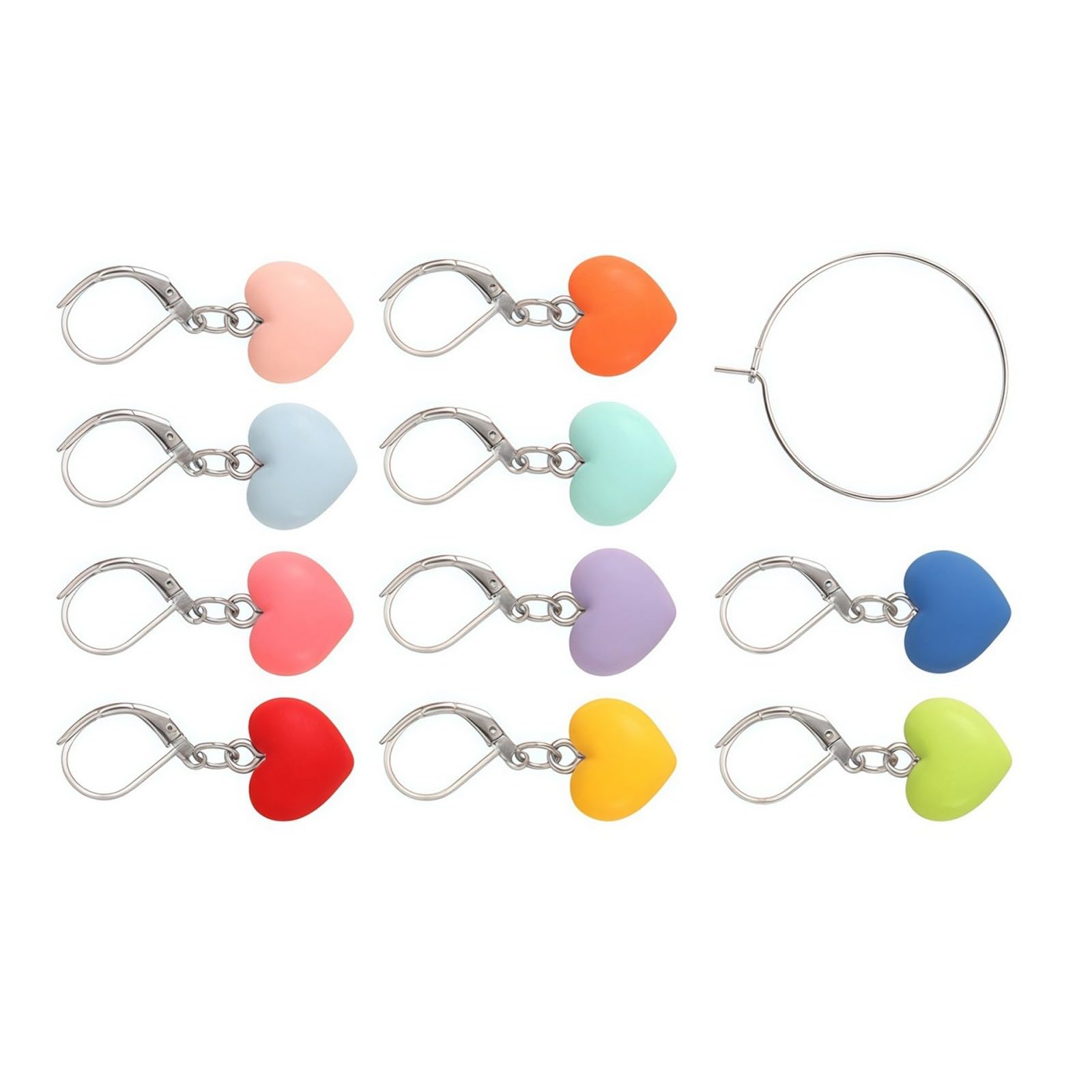 Metal Progress Holders for Crochet Projects, Knitting Row Clips with Clasp Charms and Organizer Hoops Set Pack Progress Holders Clips Place Counters Needlework Tools Removable Clasps Knitting