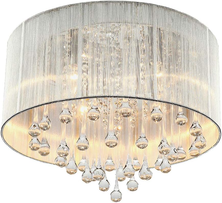 Flash Deals - 80% OFF NIUYAO Modern Crystal Raindrop Silver Chandelier Lighting Flush Mount LED Ceiling Light Fixture Pendant Lamp for Dining Room Bathroom Bedroom Living-Room W16 H12 295199 Best Seller NIUYAO Modern Crystal Raindrop Silver Chandelier Lighting Flush Mount LED Ceiling Light Fixture Pendant Lamp for Dining Room Bathroom Bedroom Living-Room W16 H12 295199
