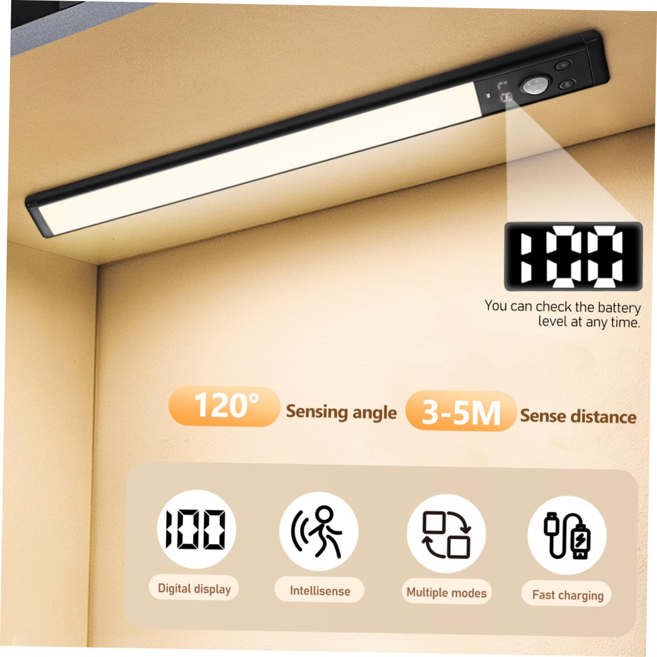 NUOBESTY 4piezas Luces Led Sensor De Movimiento Barra De Luz Led Para Debajo Del Gabinete Iluminación Automática