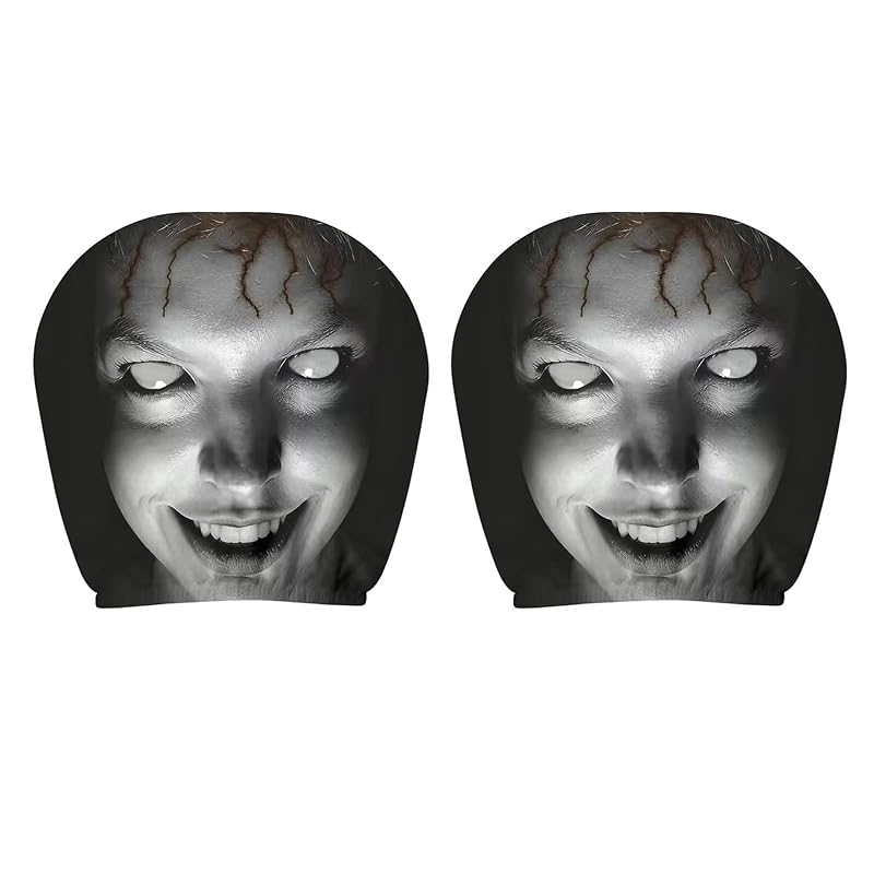Capa para Encosto de Cabeça Automotivo Ghost Face Preta em Tecido Elástico, 2 unidades Generic