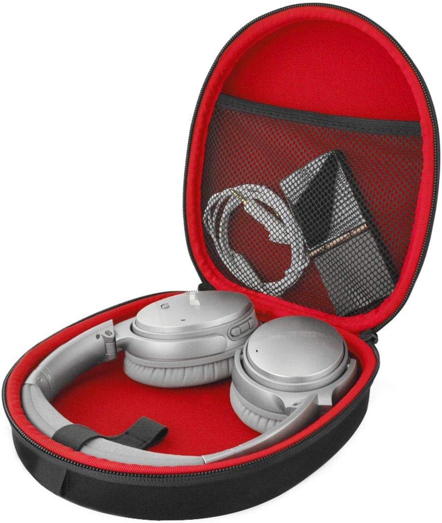 Linkidea Headphones Carrying Case Compatible with Bose QC45, QC35 II, QC35, QCSE, MDR-ZX110, Skullcandy Crusher Evo Case, Protective Hard Shell Travel Bag with Cable, Charger Storage (Black)