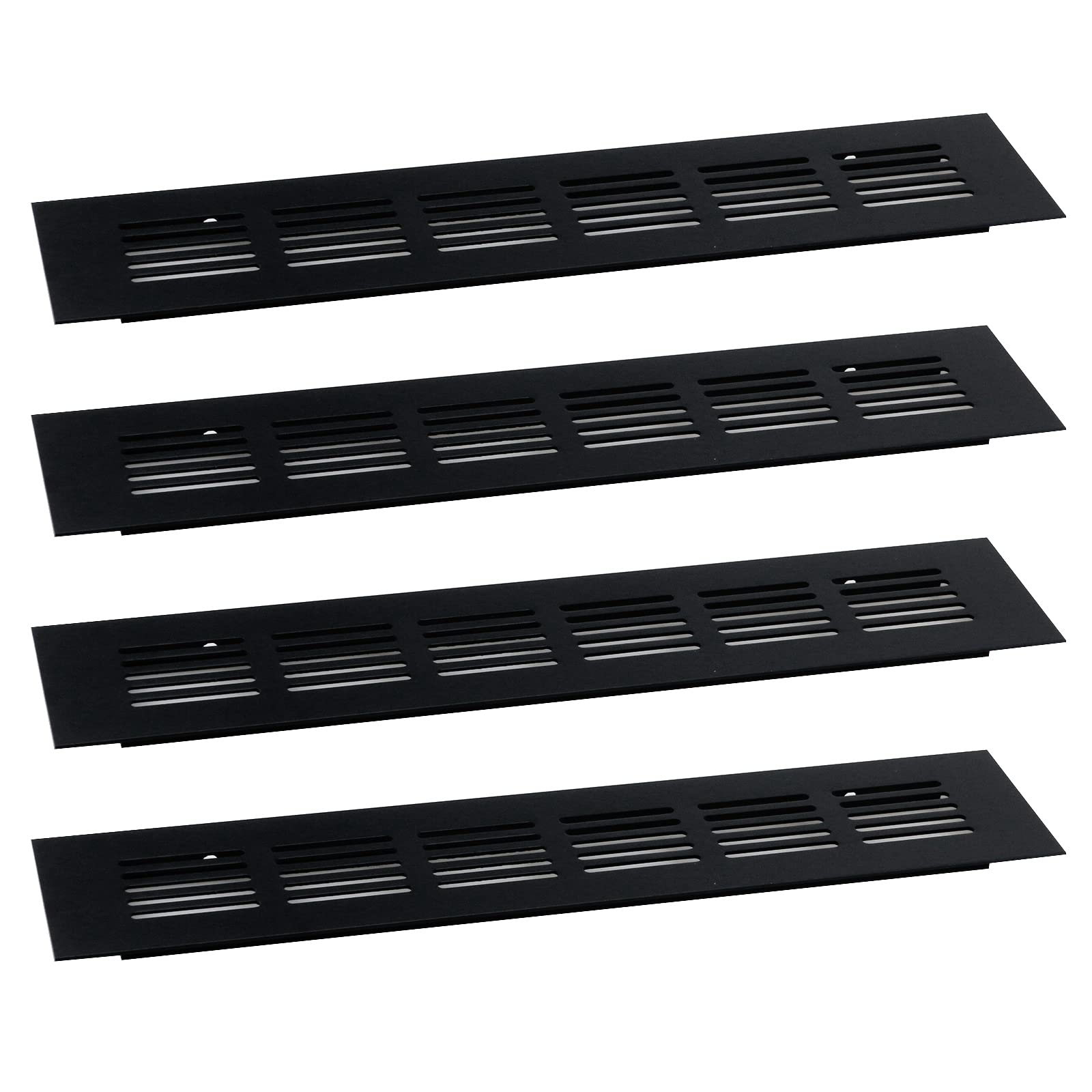 4Pcs Air Vent Cover Black Louvered Ventilation Grille Aluminum Rectangle Return Air Grilles for Wardrobe Cabinet Hardware Accessories, 2" x 10"