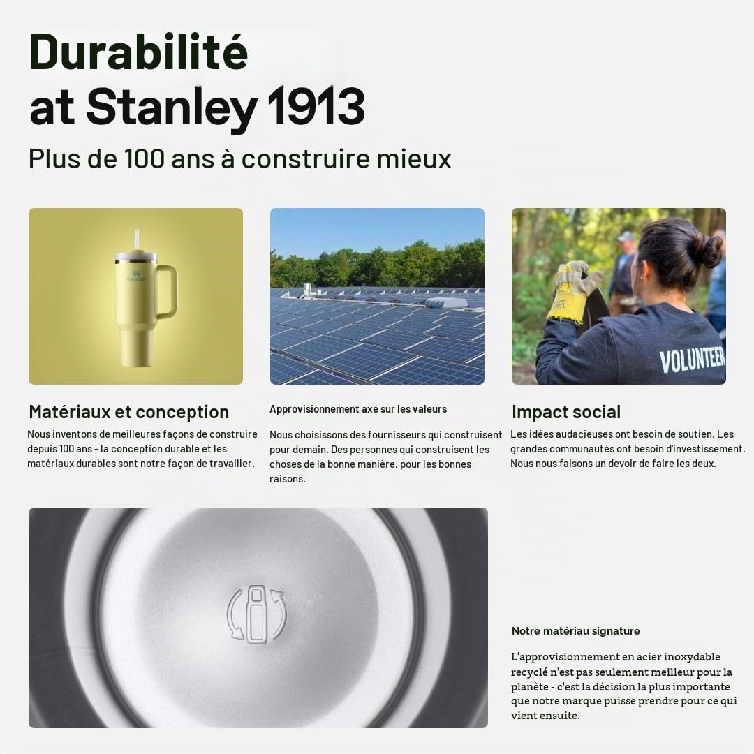 Stanley Quencher H2.0 - Gobelet avec poignée et paille de 591 ml – Couvercle Flowstate à 3 positions – Porte-gobelet compatible avec les voyages – Gobelet isotherme en acier inoxydable – Sans BPA –