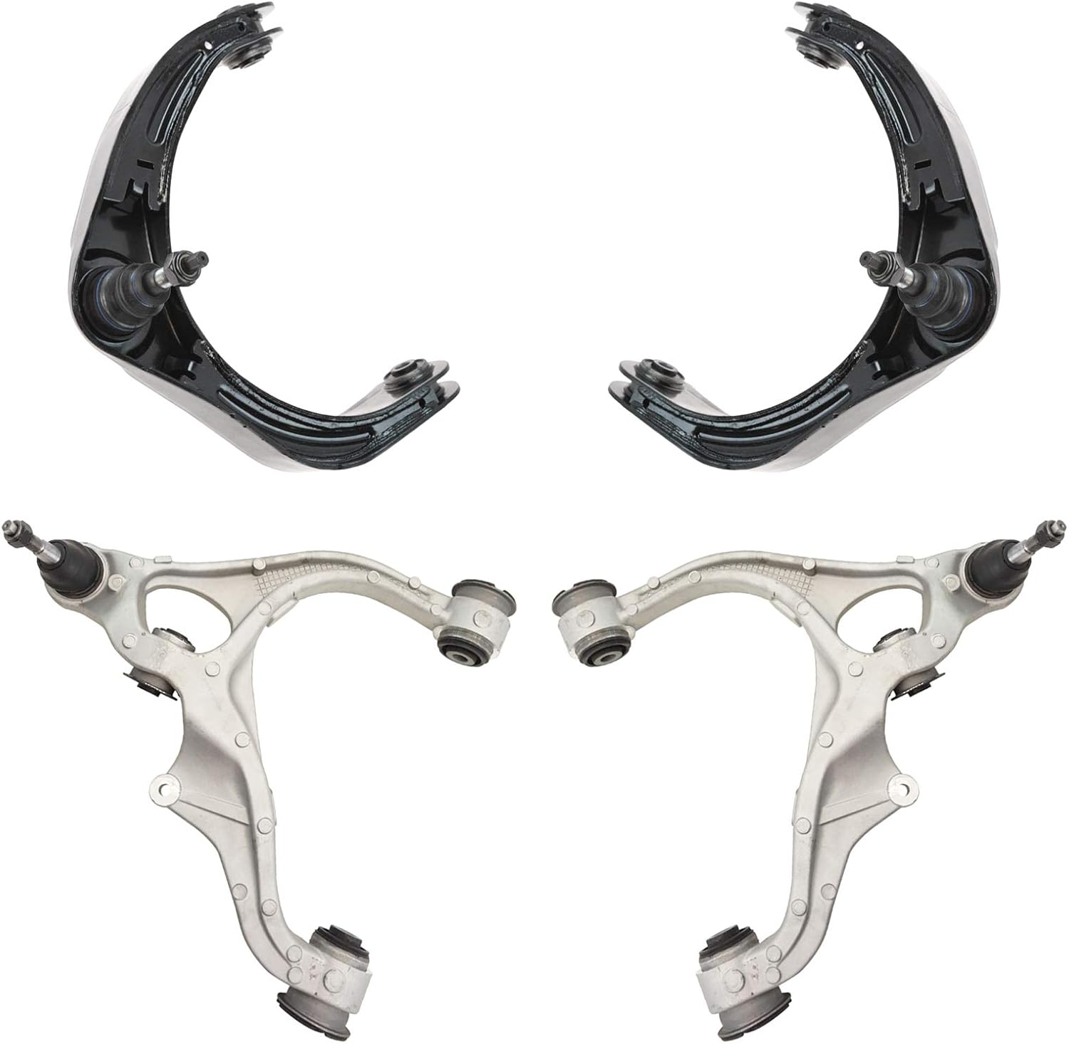 TRQ Front Upper & Lower Control Arm with Ball Joint Set Compatible with 2006-2008 Dodge Ram 1500