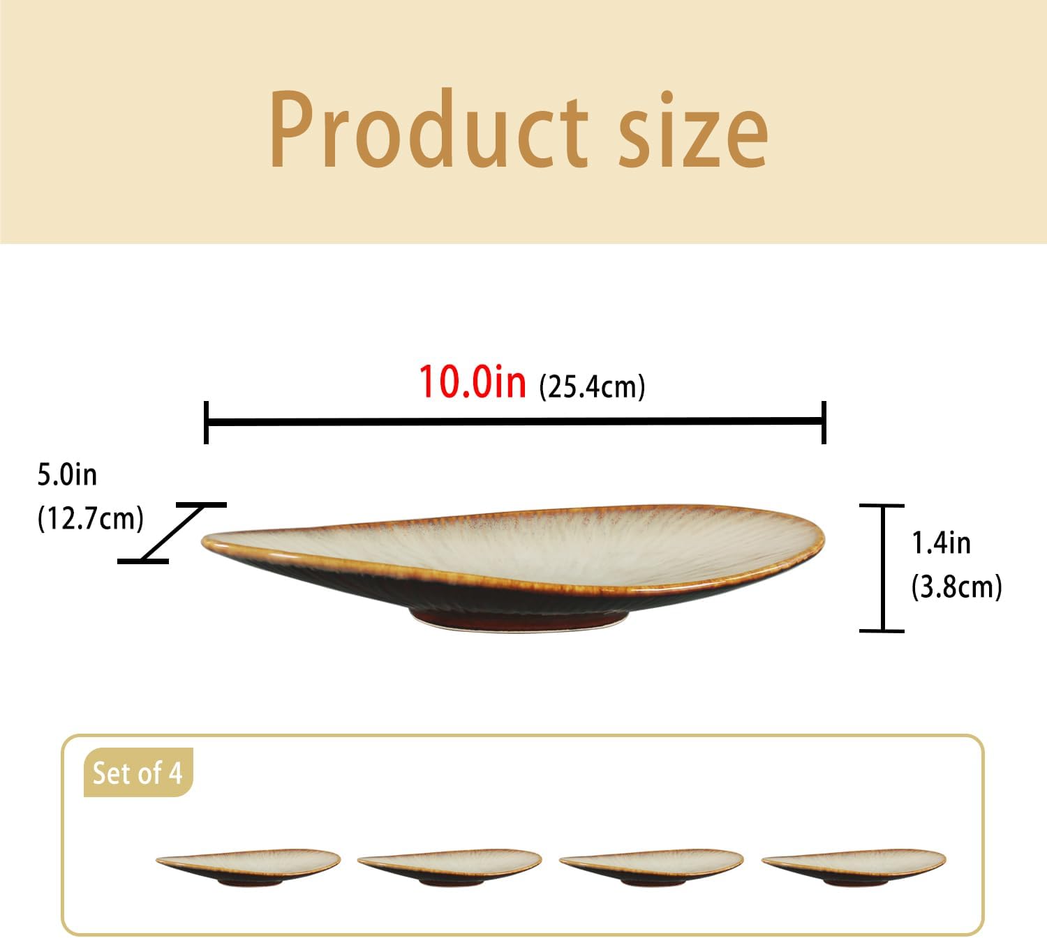 Ceramic Serving Platters, Dinner Plate Set of 4, Small Serving Tray for Entertaining, for Dessert, Salad, Appetizer, BBQ, Main Meals, Tacos, Lunches, Kitchen Dinnerware(10 inches, Small)